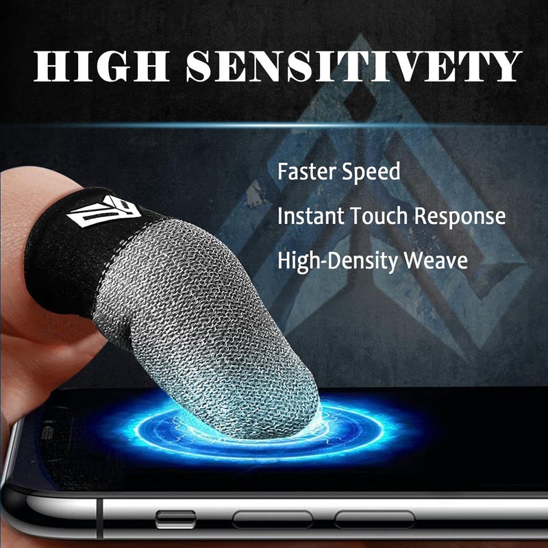 LAYASIMON 6PCS Gaming Finger Sleeves. 0.29MM Silver Fiber, Anti Sweat, Extremely Thin,Breathable Touchscreen dedales Gamer Finger Cover Thumb Sleeve Fit Phone Game Tablet Devices. - Image 3
